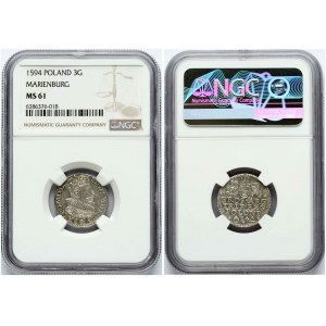 Poland Trojak 1594 Malbork NGC MS 61