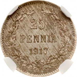 Russia For Finland 25 Pennia 1917 S NGC MS 65