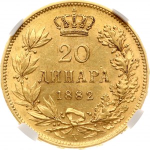 Serbien 20 Dinara 1882 V NGC MS 61