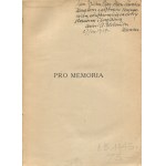 URBAŃSKI Antoni - Pro memoria. The 4th series of the shattered borderland manors [AUTOGRAPH AND DEDICATION FOR STANISŁAW DENGEL].