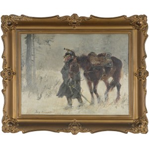 Jerzy KOSSAK (1886-1955), Żołnierz napoleoński w odwrocie spod Moskwy (1932)