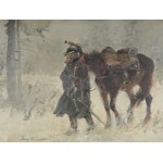 Jerzy KOSSAK (1886-1955), Żołnierz napoleoński w odwrocie spod Moskwy (1932)