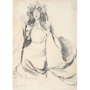 Józef MEHOFFER (1869-1946), Przestraszona księżniczka - studium do witraża Św. Jerzy i Św. Michał do katedry św. Mikołaja we Fryburgu (ok. 1908)