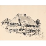 Wiktor ZIN (1925-2007), Wiejskie chaty w pejzażu (1985)