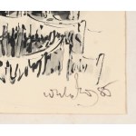 Wiktor ZIN (1925-2007), Wiejskie chaty w pejzażu (1985)