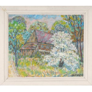 Henryk WÓJCIK (1920-2009), Wiosna - pejzaż z kwitnącym drzewem