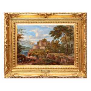 MATHYS SCHOEVAERDTS - FOLLOWER (Fiandre / Fiammingo / Belga) - Paesaggio con personale figurato