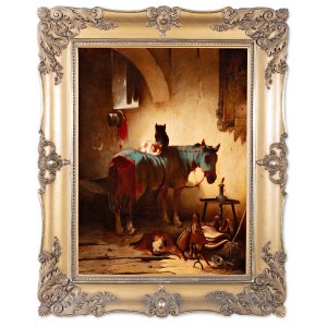 QUIDO MANES (Czech / Bohemian 1828 - 1880) - A horse in a stable