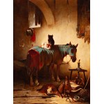 QUIDO MANES (Czech / Bohemian 1828 - 1880) - A horse in a stable