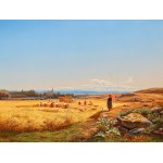 ANTONIN LIEHM (Czech / Bohemian 1817 - 1860) - Landscape with a church in Jenikov near Teplitz