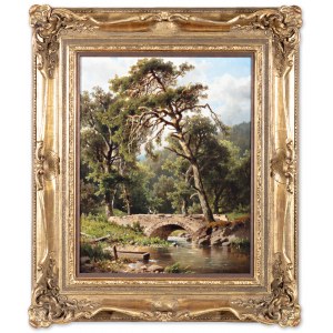ADOLF CHWALA (Czech / Bohemian 1836 - 1900) - Landscape with a bridge