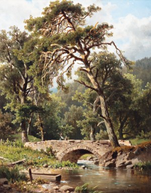 ADOLF CHWALA (Czech / Bohemian 1836 - 1900) - Landscape with a bridge