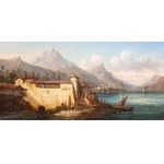 HUGO ULLIK (Czech / Bohemian 1838 - 1881) - A town by an alpine lake