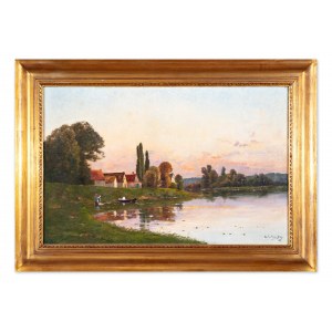 HENRY JACQUES DELPY (France / French 1877 - 1957) - Early evening on the river