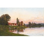 HENRY JACQUES DELPY (France / French 1877 - 1957) - Early evening on the river