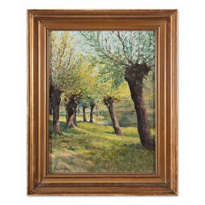 VACLAV BREZINA (Czech / Bohemian 1862 - 1906) - Landscape with willows