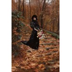 AUGUSTE DE LA BRELY (France / French 1838 - 1906) - Girl in the autumn park