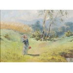 ADOLF LIEBSCHER (Czech / Bohemian 1857 - 1919) - On a walk
