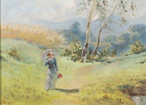 ADOLF LIEBSCHER (Czech / Bohemian 1857 - 1919) - On a walk