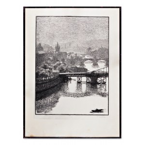 FRANTISEK KOBLIHA (Czechy 1877 - 1962) - Wełtawa z mostami (z cyklu Praga)