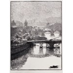 FRANTISEK KOBLIHA (Czechy 1877 - 1962) - Wełtawa z mostami (z cyklu Praga)