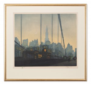 FRANTISEK SIMON TAVIK (Czech / Bohemian 1877 - 1942) - New York - Brooklyn Bridge