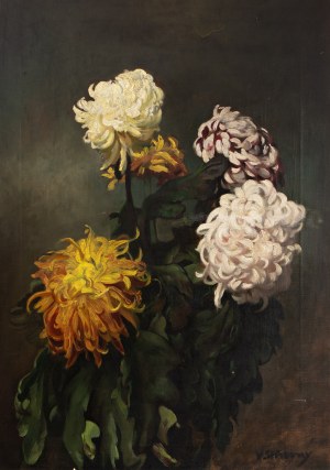 VLADIMIR STRIBRNY (Czech / Bohemian 1905 - 1970) - Chrysanthemums