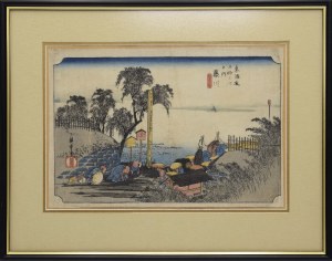 ANDO (UTAGAWA) HIROSHIGE (1797-1858), Fujikawa. Scena na przedmieściach
