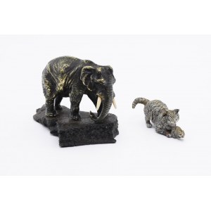 Franz Xaver BERGMANN (1861-1936), Figurines: Elephant and Mouse Cat