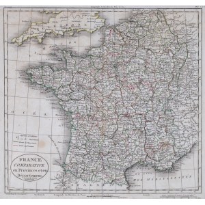 MAPA FRANCJI, Francja, Paryż, Blondeau, 1795