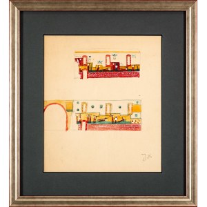 Jerzy NOWOSIELSKI (1923 Kraków - 2011 Kraków), Project for the polychromy of the Stations of the Cross for the Church of the Elevation of the Holy Cross. Elevation of the Holy Cross in Zbylitowska Góra - double-sided work, 1957