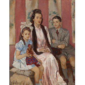 Józef Mehoffer (1869 Ropczyce - 1946 Wadowice), Portret rodziny de la Burdé, 1941