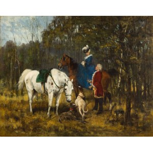 Jan Chełmiński (1851 Brzustów - 1925 Nowy Jork), Na przejażdżce, 1875
