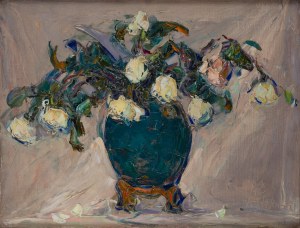 Włodzimierz Terlikowski (1873 Poraj k. Łodzi - 1951 Paryż), Kwiaty w zielonym wazonie, 1923