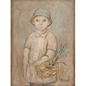 Tadeusz Makowski (1882 Oświęcim - 1932 Paryż), Dziewczynka z koszem kwiatów (“Fillette au panier de fleurs”), około 1927