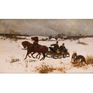 Włodzimierz Łoś (1849 Sławuta - 1888 Monachium), Polowanie z chartami, 1884