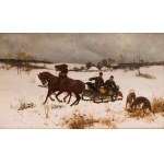 Włodzimierz Łoś (1849 Sławuta - 1888 Monachium), Polowanie z chartami, 1884