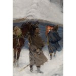 Jerzy Kossak (1886 Kraków - 1955 Kraków), Żołnierze przed chatą, 1933