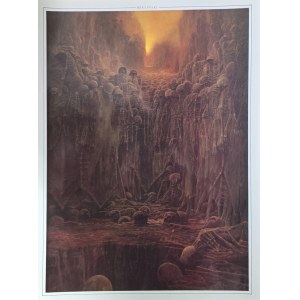 Pocztówka pamiątkowa vintage z obrazem Zdzisława Beksińskiego, Galerie Valmay, Paryż, 1985 / Zdzisław Beksiński