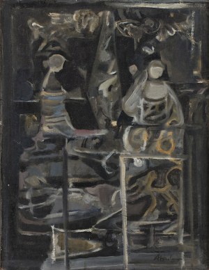 Alfred Aberdam (1894 - 1963), Kompozycja z postaciami, 1954
