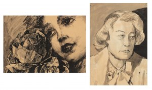 Andrzej Wróblewski (1927 - 1957), Portret kobiety / Dziewczyna z różami, ok. 1953