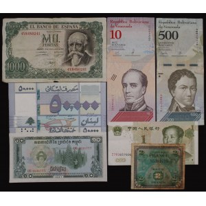 World. 7 Mixed Banknotes