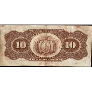 Bolivia. 10 Bolivianos 1911 (1929 Overprint) Series B