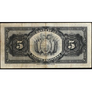 Bolivia. 5 Bolivianos 1911 (1929 Overprint) Series P