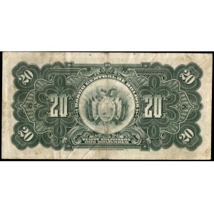Bolivia. 20 Bolivianos 2 Bolivares 1928 Series W3