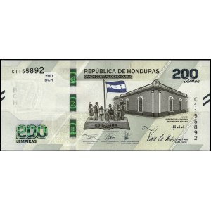 Honduras. 200 Lempiras 1821-2021 Indépendance