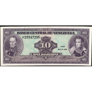 Venezuela. 10 Bolivares 1990 ERROR Missing Right Serial Number