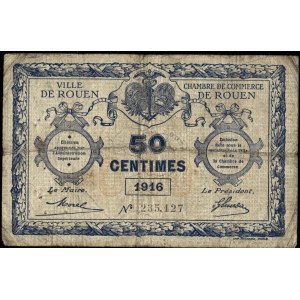 France. Rouen 50 Centimes 1915