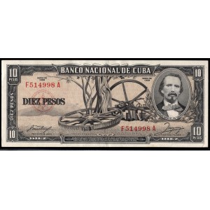 Cuba. 10 Pesos 1958