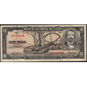 Cuba. 10 Pesos 1956